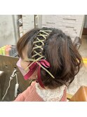 【bormee】ショートさんでも☆編み上げリボンアレンジとハート