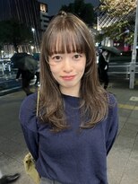 ヘアーアイスカルテット(HAIR ICI QUARTET) 小顔レイヤーヘアウルフブリーチなしオリーブグレージュ