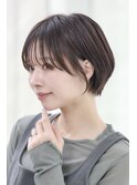 美髪艶ショートマッシュグレーベージュクリアカラー