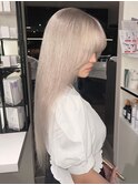 10259秋色くすみベージュシャギーボブレイヤーホワイトアッシュ