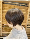 大人可愛い20代30代40代黒髪前下がりショートボブ丸みショート◎