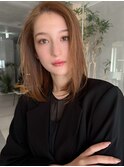 【MINX】くびれヘアアプリコットオレンジハイライトカラー表参道