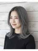 クールアッシュグレーセミロング