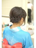 浴衣にぴったり編み込みアップ