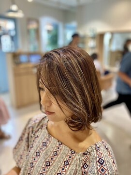 リンクル 自由が丘(lincle) 内巻きワンカールボブ【自由が丘】【髪質改善】ハイライトカラー