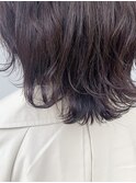 外ハネミディ/ウルフ/ラベンダーアッシュレイヤー◇20代30代40代