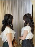ハーフアップ×双子ヘア
