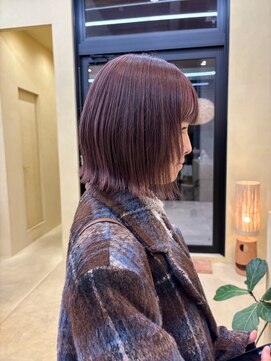 スニュウ(snuw) 切りっぱなしボブ小顔カットミルクティカラーラベンダーカラー