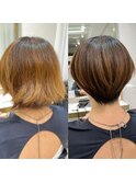 ショートボブ髪型30代40代50代前髪あり前髪なし面長丸顔【倉田】