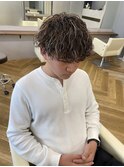 メンズハイライトパーマ波巻き無造作