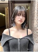 【林style】切りっぱなしボブ/インナーカラー/ライトブルー