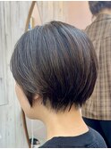 くびれヘア/アプリコットオレンジ/レイヤー/ショートボブ/韓国