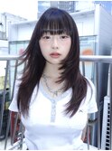 レイヤーカット/ロングウルフ/ハッシュカット/暗髪カラー/黒髪