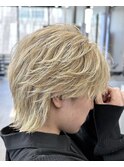 フェザーパーマ×ホワイトベージュ