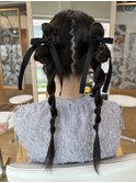 三つ編みツインヘアセット