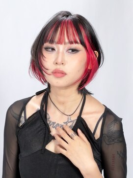 アルバム 新宿(ALBUM SHINJUKU) 小顔ピンクヘアー透明感カラーボブルフ秋色_F60452