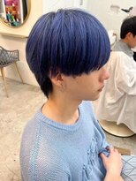 ロミー 本厚木(ROMMY.)&nbsp;メンズヘアショートウルフカット韓国マッシュブルーカラー本厚木