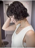 ドライパーマゆるめパーマボブパーマミディアムパーマ銀座暗髪