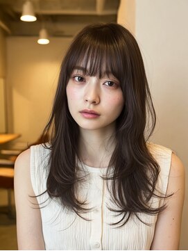 ケシキ 表参道 原宿(kesiki.) ミディアムレイヤー顔周りカットハッシュカットワンホンレイヤー