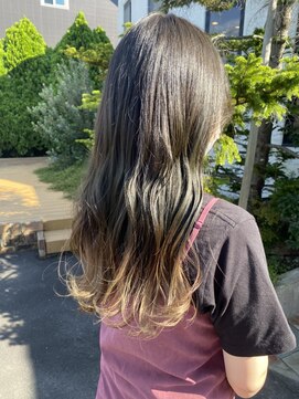 ラパンセ ブルー(LA PENSEE BLEU) 【LA PENSEE BLEU】オリーブアッシュ×ベージュ　裾カラー