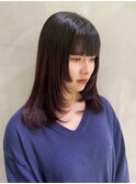 【YOKE】姫カットフェイスレイヤーボルドー暖色ワイドバング