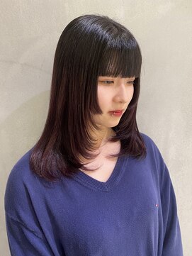 ヨーク(YOKE) 【YOKE】姫カットフェイスレイヤーボルドー暖色ワイドバング