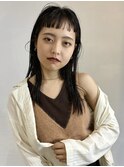 オン眉 ぱっつん 前髪カット 黒髪 大須