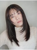 ◎韓国ヘアー顔周りレイヤーボブミディアムおくれ毛前髪万代新潟