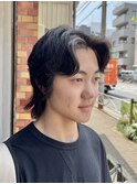 ミディアムヘア　センターパート