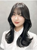 韓国風レイヤーカット顔まわりくびれオルチャン堀江