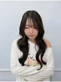 韓国レイヤーエクステ　ロングレイヤー　小顔　黒髪　