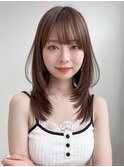 韓国顔周り/ハイレイヤーカット/ミディアムレイヤーカット/原宿