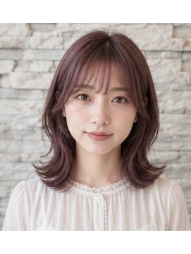 トータルビューティサロン シェリ(total beauty salon cheri) クラッシーピンク×ミディアムフェイスレイヤー