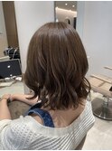 カーキベージュ×ゆるふわボブ10代20代30代40代