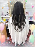 #プルエクステ#黒髪ロング#ハイライト#アッシュ系#毛質がいい