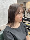 外ハネボブ/切りっぱなしボブ/アッシュグレー