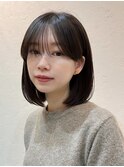 切りっぱなしボブタッセルボブワンカール内巻きオリーブベージュ