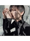 韓国風/透明感カラー/オリーブアッシュ/ぱっつん前髪/小顔カット
