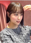 イメチェン外ハネボブ美髪ワイドバングレイヤー韓国ブリーチなし