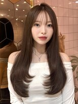 ルームバイシー 新宿(Loom. by Sea)&nbsp;〇くびれヘア×レイヤーカット 縮毛矯正/アプリコットオレンジ