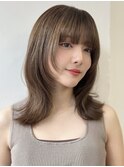 ハッシュカット/顔周り/ラテベージュ/脱白髪染め１