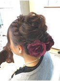 ヘアセット 大人可愛い編み込みアップヘア お呼ばれ ドレス