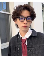 グリーンミドル(GREEN middle)&nbsp;メンズカット:ブラウンカラーとパーマで抜け感アップスタイル