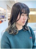 推しカラー!グリーン×ベージュ インナーカラー
