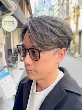 バース 梅田中崎町店(BIRTH) 50代40代白髪ぼかしシルバーメッシュバレイヤージュ