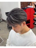 ホワイトシルバーグレーバレイヤージュツーブロセンターパート