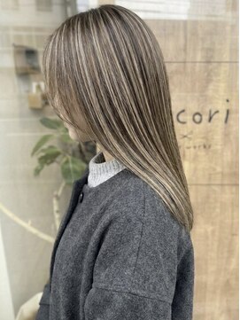 ニコリヘアワークス(nicori hair works) セミロング×ハイライト×グレージュ3