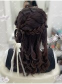 渋谷ヘアメ/ヘアメ/ハーフアップ/編み込み/