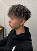 173. メンズ/ニュアンスパーマ/スパイキーショート/黒