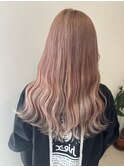 ピンクベージュカラー+持ち込みシールエクステ